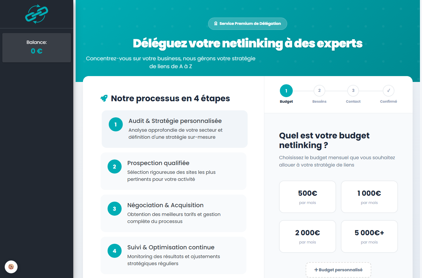 Service de délégation de netlinking proposé par Linkavista en quatre étapes