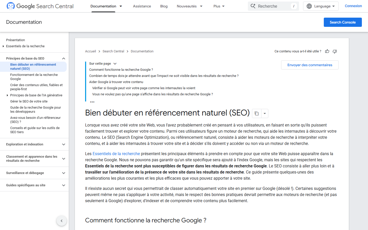 Documentation Google sur les systèmes de classement et la pertinence des contenus