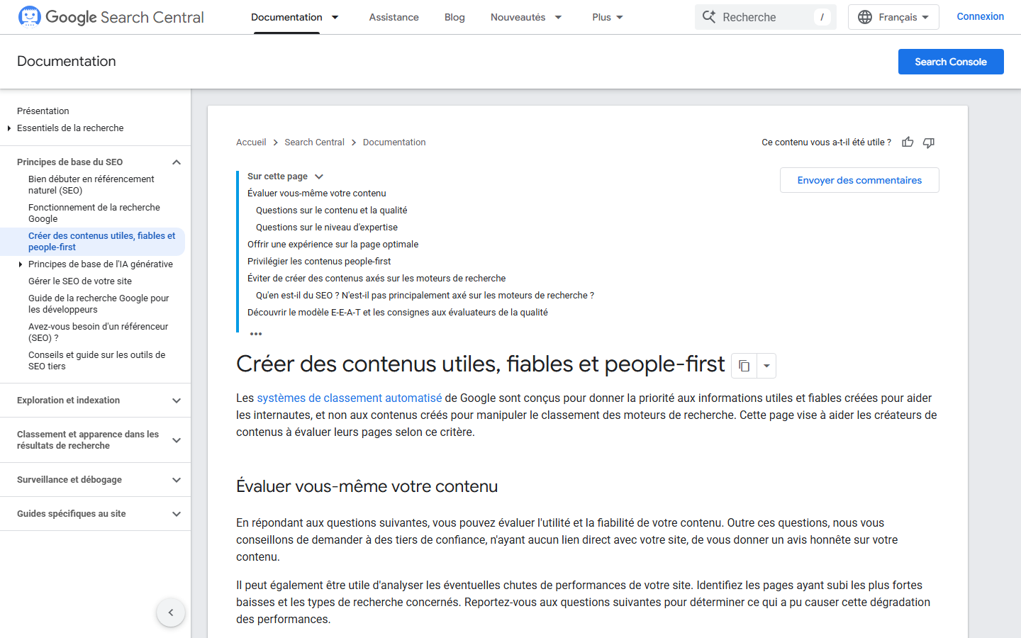 Documentation Google sur la création de contenus utiles