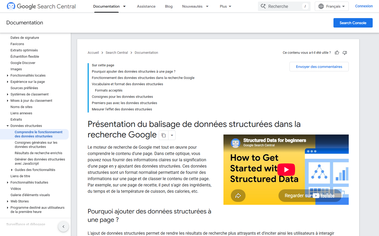 Documentation Google sur l'introduction aux données structurées