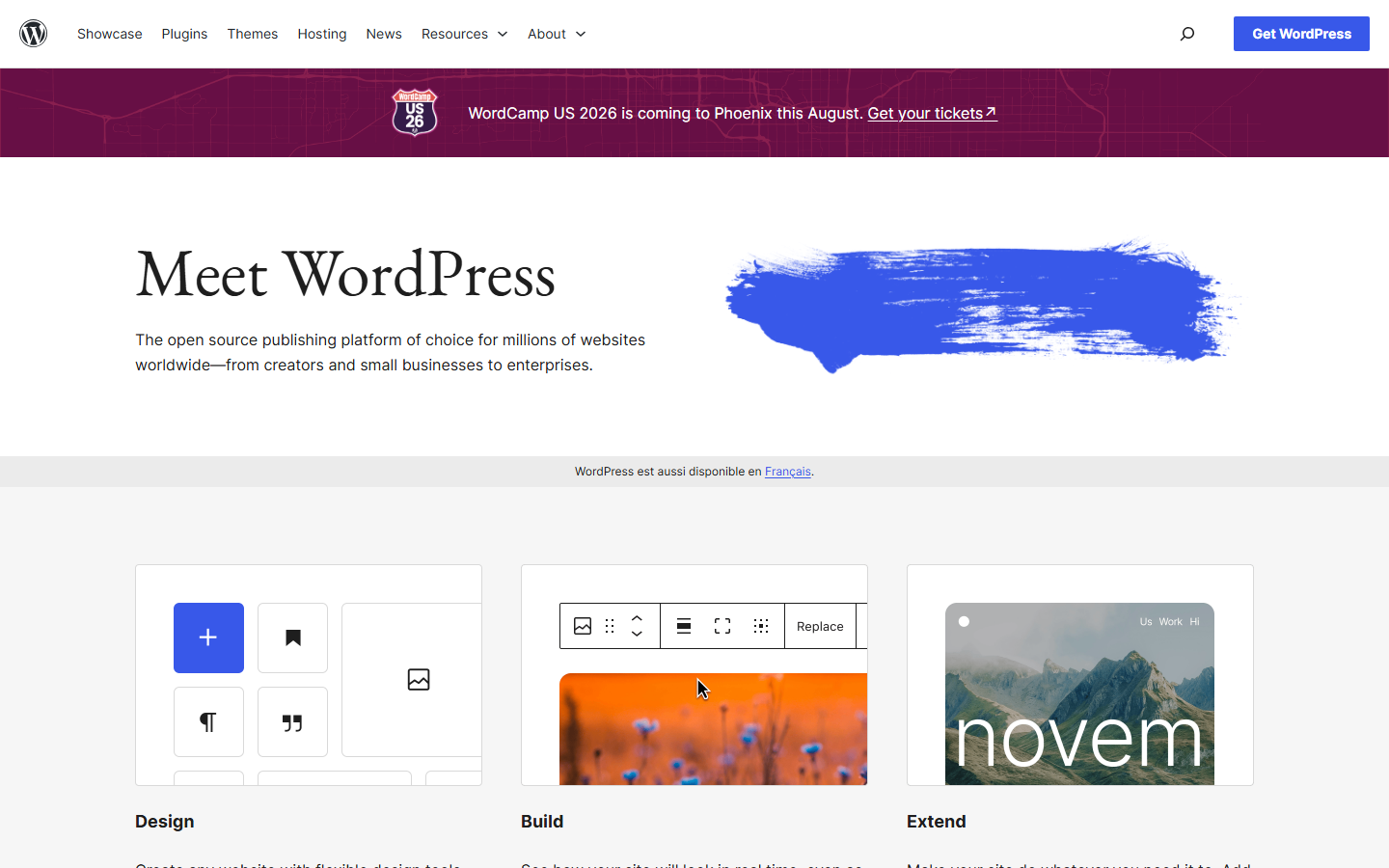 Page d'accueil de WordPress.org
